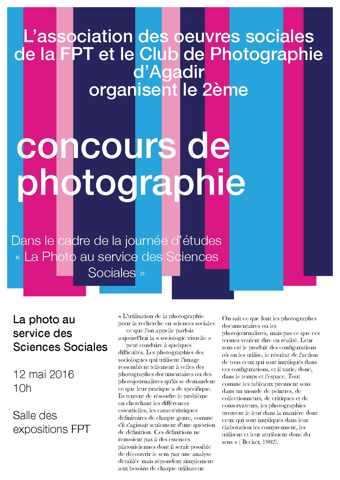 le 2ème concours de photographie Dans le cadre de la journée d’études - La Photo au service des Scie