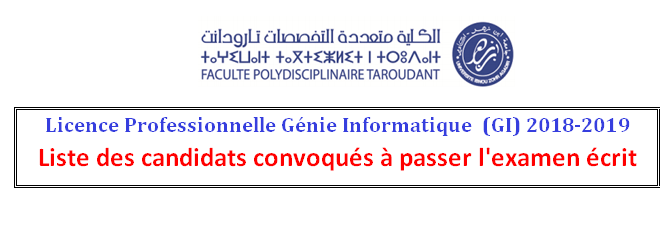 Liste des candidats  présélectionnés à passer l examen écrit _ Génie Informatique