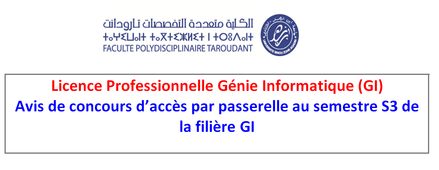 Génie Informatique - Avis de concours d accès  au semestre S3