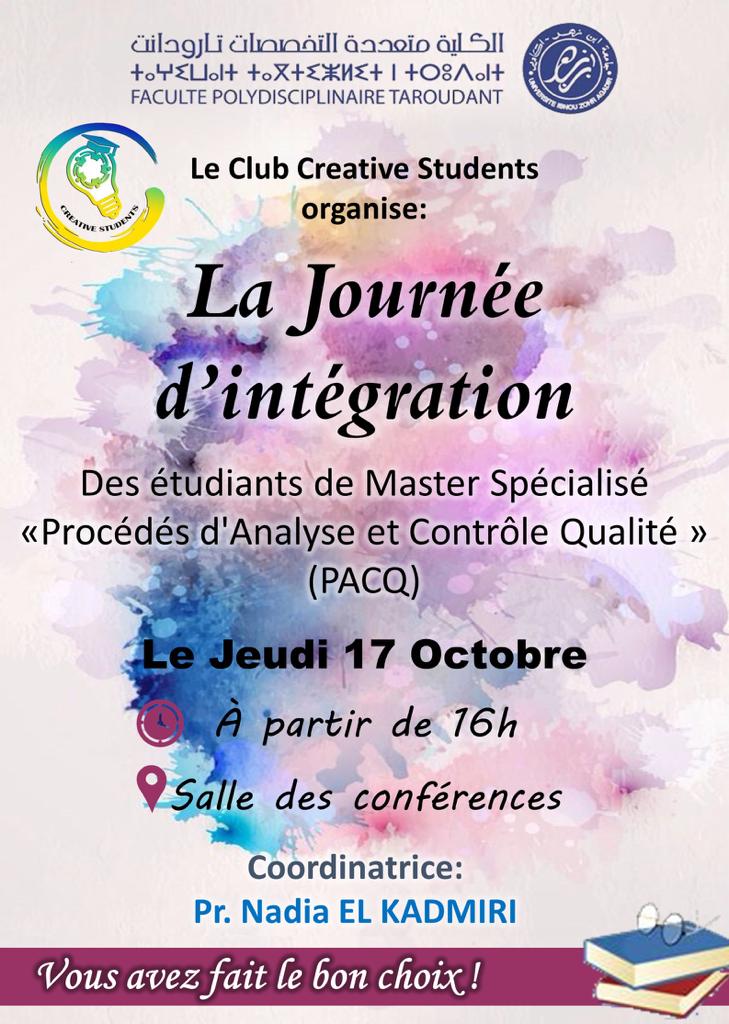 Journée d intégration des étudiants de Master PACQ