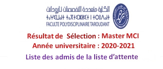 Admis de la liste d attente du master MCI 2020-2021