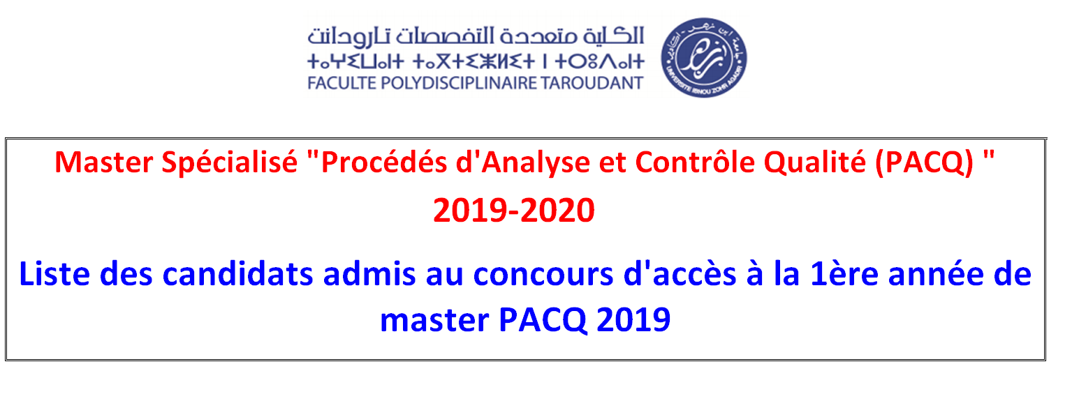 Master PACQ- Liste des candidats admis et la liste d attente