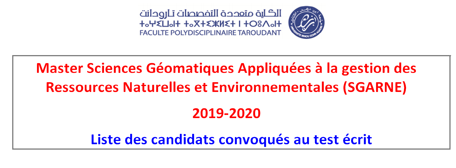 Master Sciences Géomatiques Appliquées à la gestion des Ressources Naturelles et Environnementales