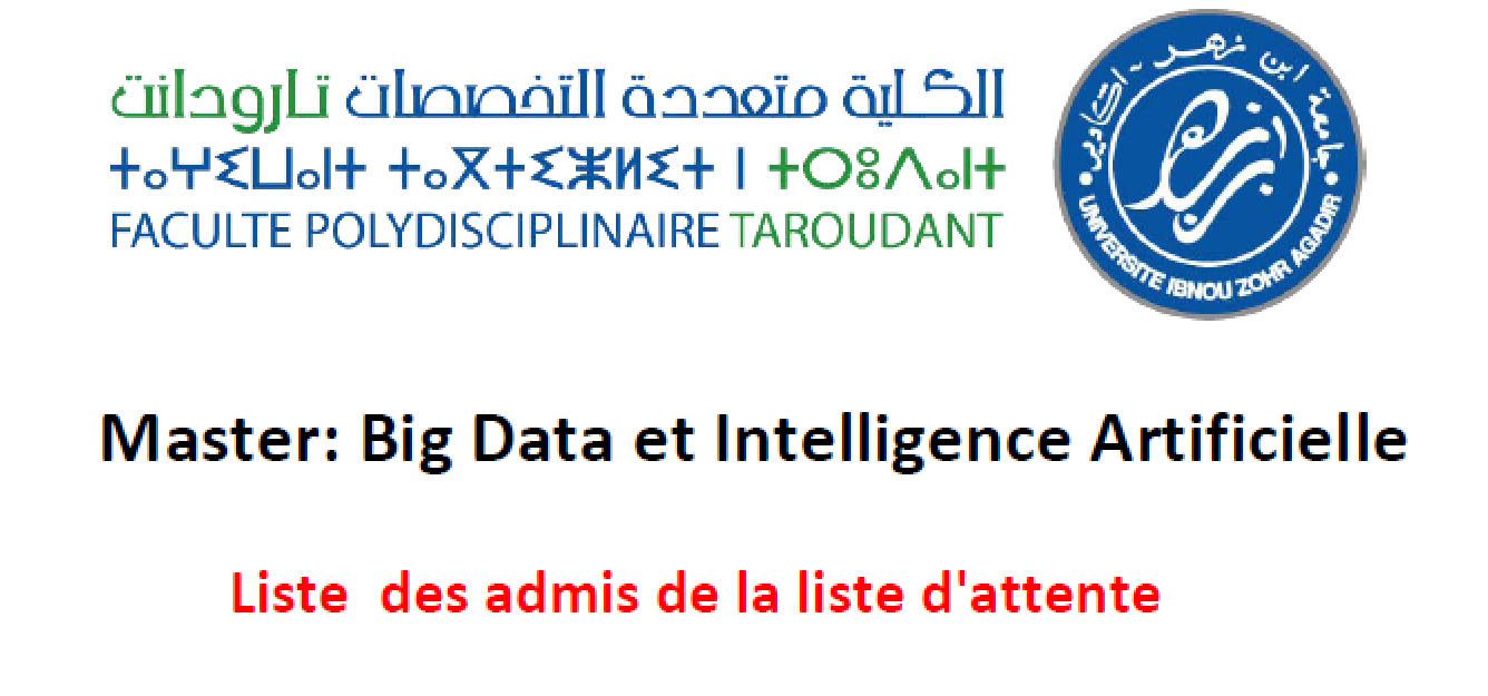 Liste des admis de la liste d attente - Master  Big Data et Intelligence Artificielle