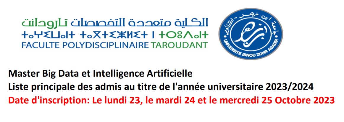 Liste des admis - Master Big Data et Intelligence Artificielle