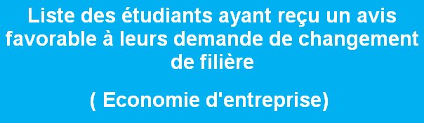 changement de filière Economie d entreprise