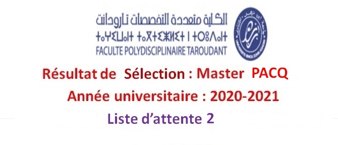 2eme Liste d attente du master PACQ 2020-2021