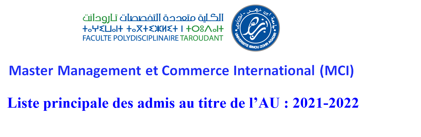 Liste des admis - Master  Management et Commerce International