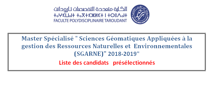 Liste des candidats  présélectionnés à passer l examen écrit _ master spécialisé SGARNE